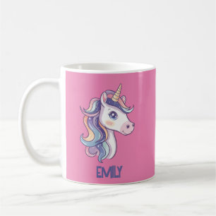 Caneca De Café Mágico - Pastel Frágil e Bonito - Unicórnio com No