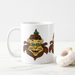 Caneca De Café Mágico Vintage de Oz, Leão Vestindo Óculos Verdes