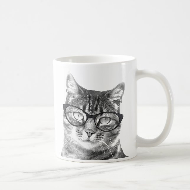 Caneca De Café Mágina de gato engraçada | Gatinhos vestindo óculo (Direita)