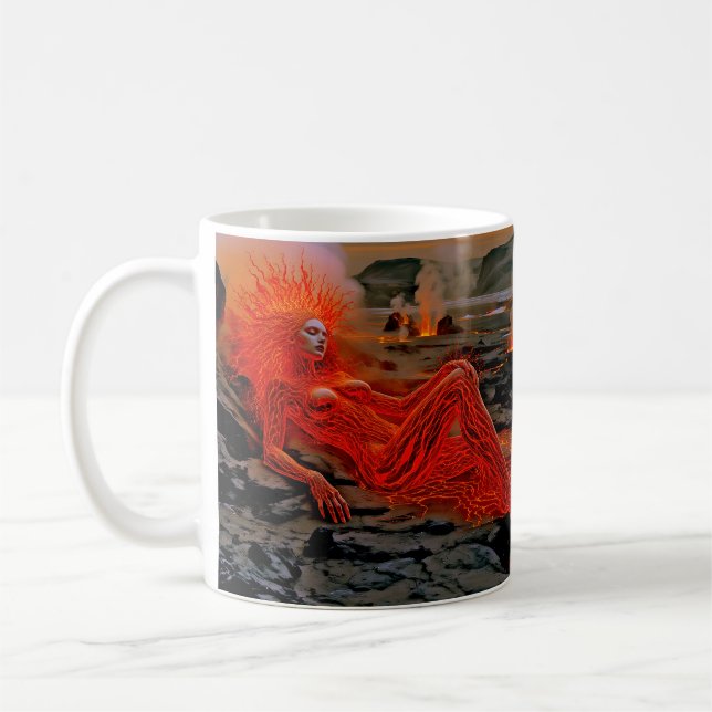 Caneca De Café "Magma Dormindo" - Retrato de Mulher Vulcânica (Esquerda)