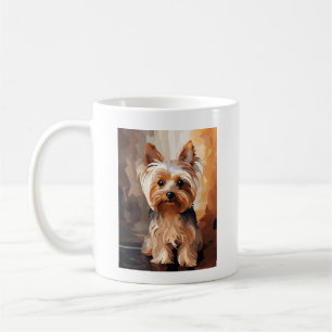 Caneca De Café Magno de pintura acrílica - Yorkie cúbico, corajos