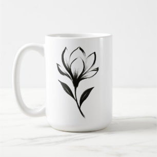 Caneca De Café Magnólia em Estilo de Tinta – Desenho Floral Elega