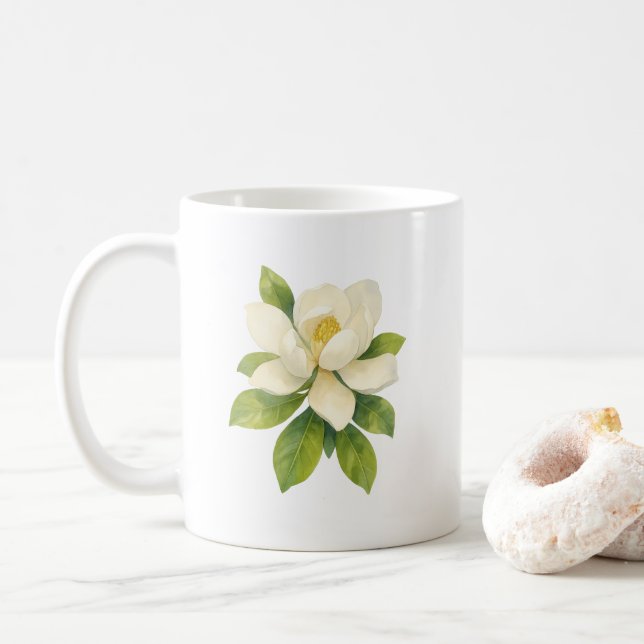 Caneca De Café Magnolia Fllower Painting (Com Donut)