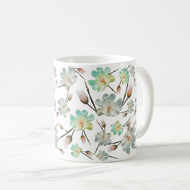 Caneca De Café Magnolia Pattern Classic Mug (Frente Esquerda)