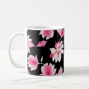 Caneca De Café Magnolia Romântica: Negra Aquarela
