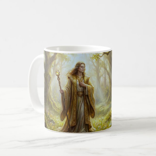 Caneca De Café Mago da Floresta Mística Fantasia (Frente Esquerda)