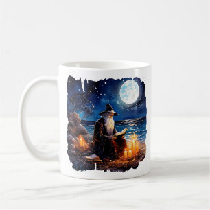 Caneca De Café Mago lendo um Livro - Wicca Halloween 1