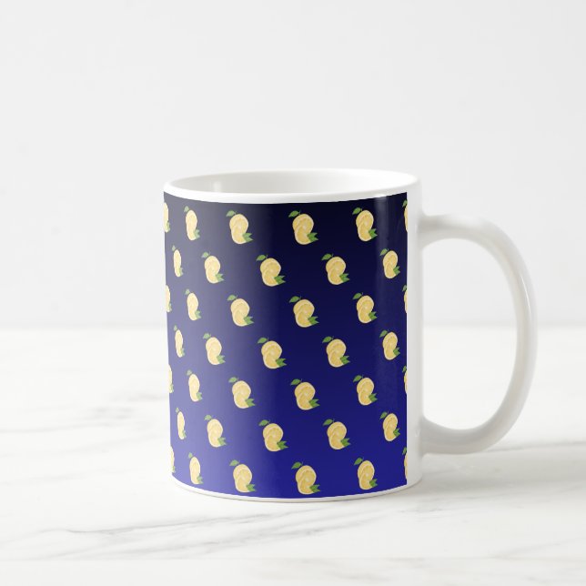 Caneca De Café Mágula de limão suculenta com gradiente azul (Direita)
