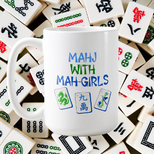 Caneca De Café Mahjong Com Azulejos De Aquarela Mah Girls