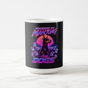 Caneca De Café Mahjong & Dogs Synthwave Doberman Arte
