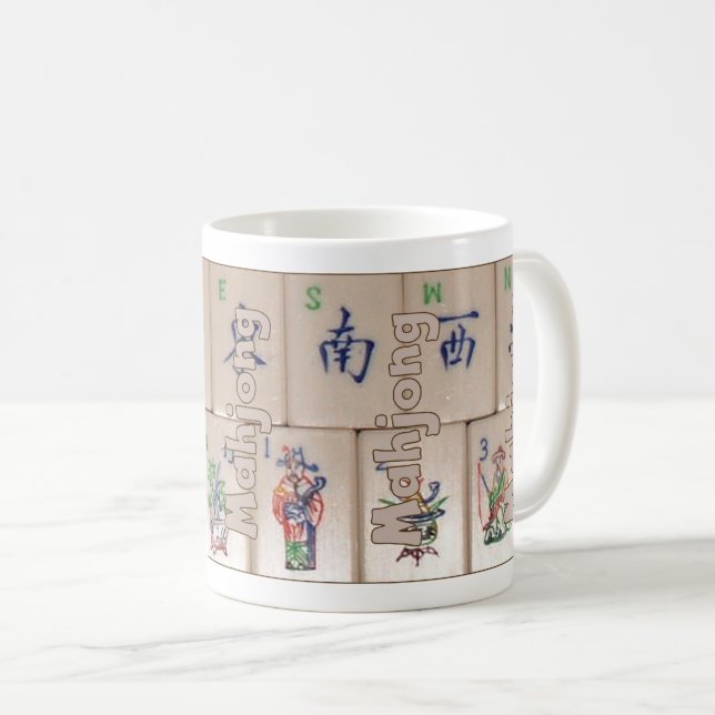 Caneca De Café Mahjong em azulejos (ajuste 5) (Frente Esquerda)