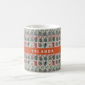 Caneca De Café Mahjong Tiles Pattern Personalized