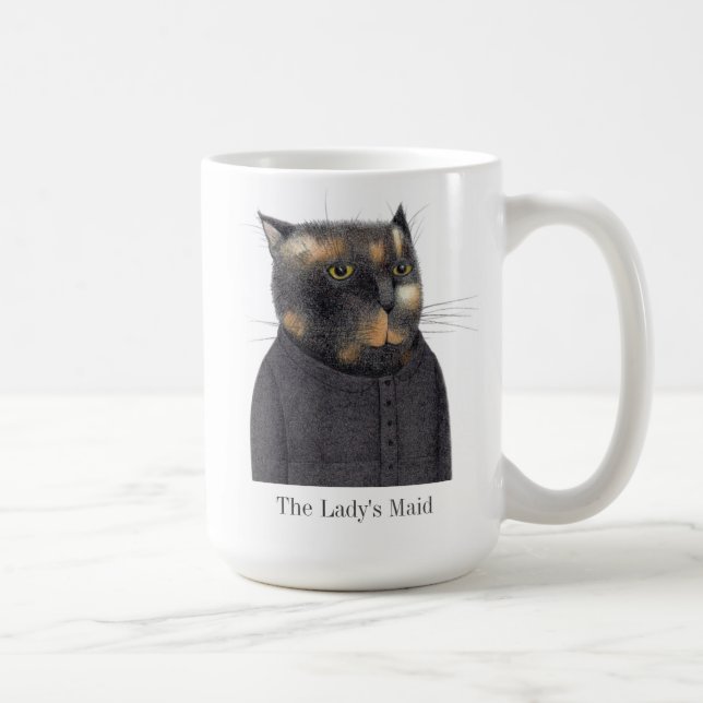 Caneca De Café MAID CAT Tall White Mug + Texto (Direita)