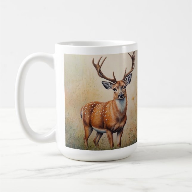 Caneca De Café Maiestoso Veado No Autumn Forest Willife (Esquerda)