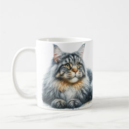 Caneca De Café Maine Coon Cat Love in Watercolor