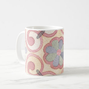 Caneca De Café Maiolica Amarela Italiana Espanhola Rosa