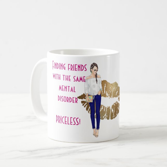 Caneca De Café Mais Amigos Engraçados Com Mesmo Presente De Pertu (Frente Esquerda)