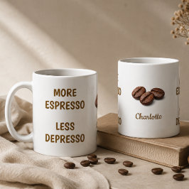 Caneca De Café Mais Café Menos Desânimo Nome Divertido de Café