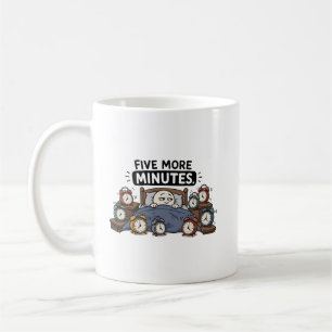 Caneca De Café Mais Cinco Minutos – Meme Engraçado de Despertador