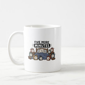 Caneca De Café Mais Cinco Minutos – Meme Engraçado de Despertador