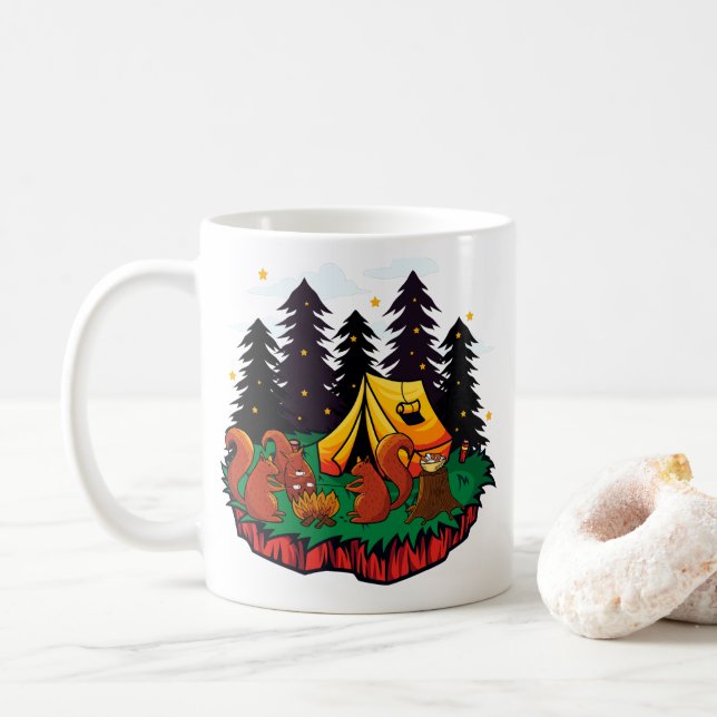 Caneca De Café Mais Diversão com Este Esquilo de Acampamento (Com Donut)