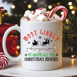 Caneca De Café Mais Propenso a Assistir aos Filmes de Natal Engra