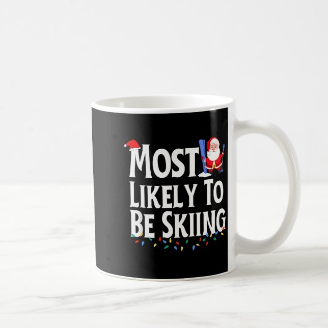 Caneca De Café Mais provável de estar esquiando Natal engraçado  (Direita)