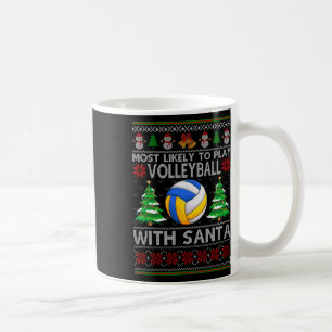Caneca De Café Mais Provável Para Jogar Voleibol Com Papais noeis