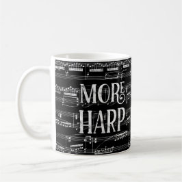 Caneca De Café Mais Quadro Harp - Música Branca Preta