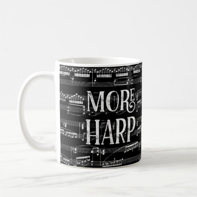 Caneca De Café Mais Quadro Harp - Música Branca Preta (Esquerda)