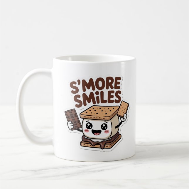Caneca De Café Mais Sorrisos Fofo Kawaii Acampamento (Esquerda)