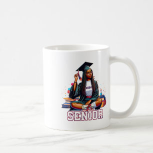 Caneca De Café Mais velho 2024 Black Afro African Woman Graduatio