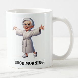 Caneca De Café Mais velho alegre Cidadão em um Robe Cozy