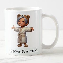 Caneca De Café Mais velho alegre Cidadão em um Robe Cozy