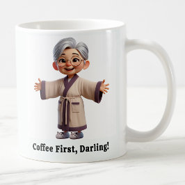 Caneca De Café Mais velho alegre Cidadão em um Robe Cozy