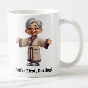 Caneca De Café Mais velho alegre Cidadão em um Robe Cozy