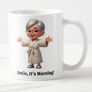 Caneca De Café Mais velho alegre Cidadão em um Robe Cozy