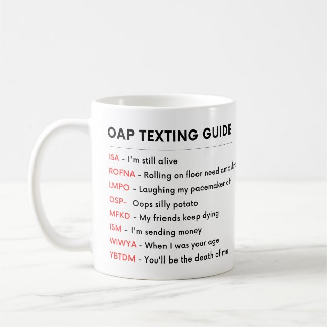 Caneca De Café MAIS VELHO FUNNES GUIA DE TEXTO DE Árvore OAP Anti (Esquerda)