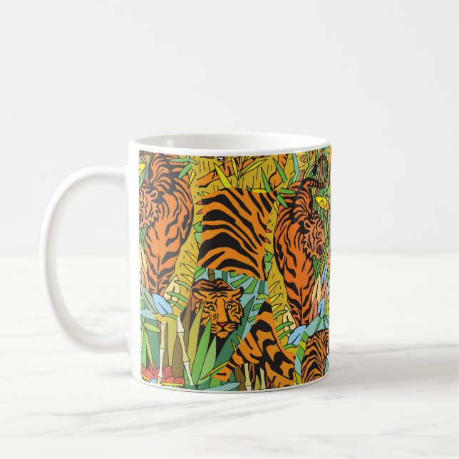 Caneca De Café Majestade da Selva: Tigres em meio à Greenerescênc (Esquerda)