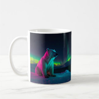 Caneca De Café Majestade Silenciosa: Urso Polar Sob Luzes Nortes