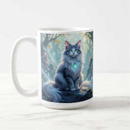 Caneca De Café **Majestic Fantasy Cat with Mystical Aura – High F