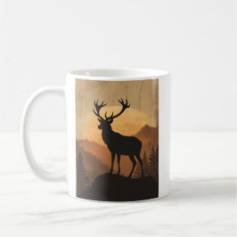 Caneca De Café Majestic Stag Deer Silhouette at Sunset
