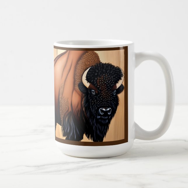 Caneca De Café Majestosa Prairie Bison - Selvagem E Livre (Direita)