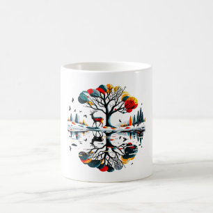 Caneca De Café Majestoso cervo na floresta de inverno nevada