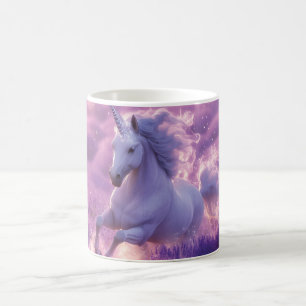 Caneca De Café Majestoso Unicórnio Branco Galopando Através de La