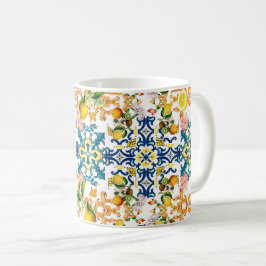 Caneca De Café Majolica,azulejos Sicilianos,limões
