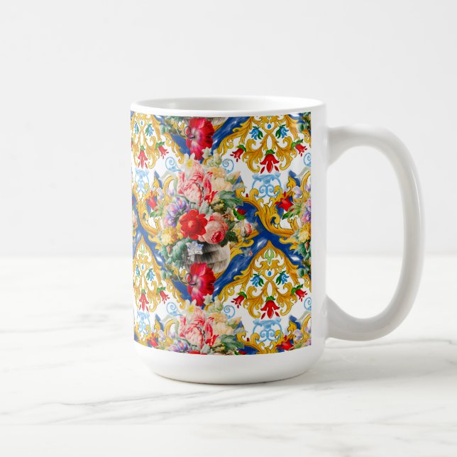 Caneca De Café Majolica, estilo Siciliano, flores (Direita)