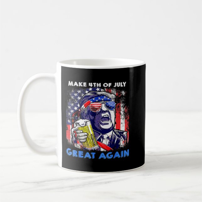Caneca De Café Make 4th Of July Great Again Funny Trump Men Drink (Esquerda)