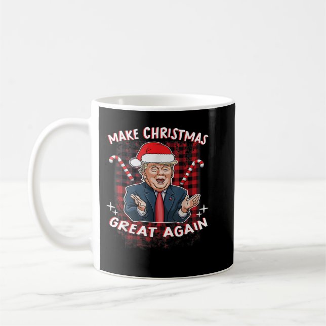 Caneca De Café Make Christmas Great Again Santa Trump Ugly Sweate (Esquerda)