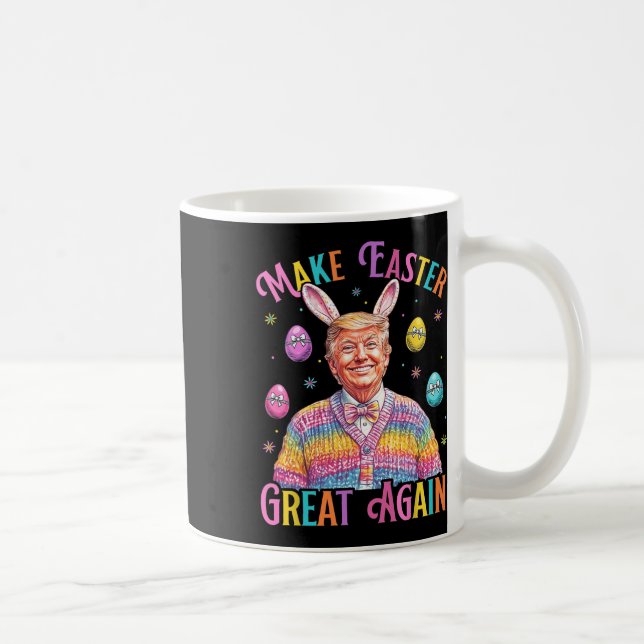 Caneca De Café Make Easter Great Again Funny Trump Bunny Spring H (Direita)